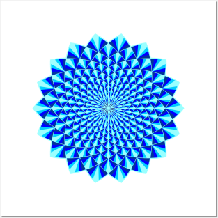 Blue Mandala with 3D Effect Posters and Art